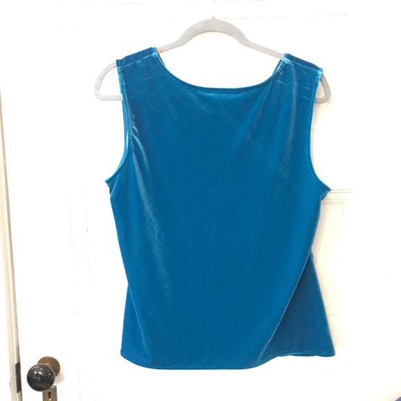 George Turquoise Blue Stretch Velvet Cami Top - Picture 9 of 11